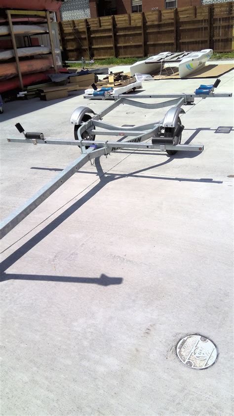 TRAILER Karavan Catamaran LONG 12" tires (5 lug), mast stand, double rollers in rear — Sail and ...