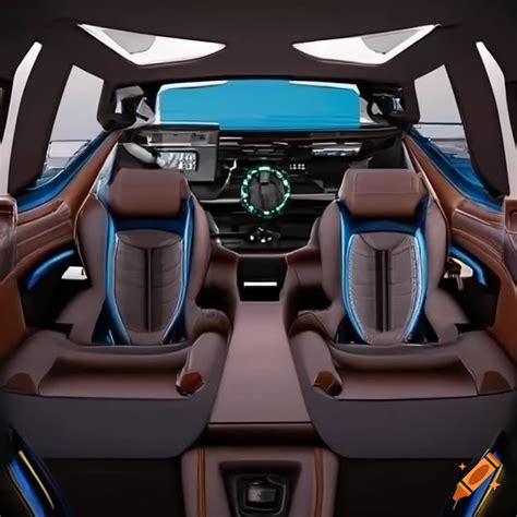 Electric off-road car luxury interior design, futuristic with a retro look