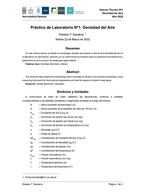 Cálculo de La Densidad Del Aire | PDF