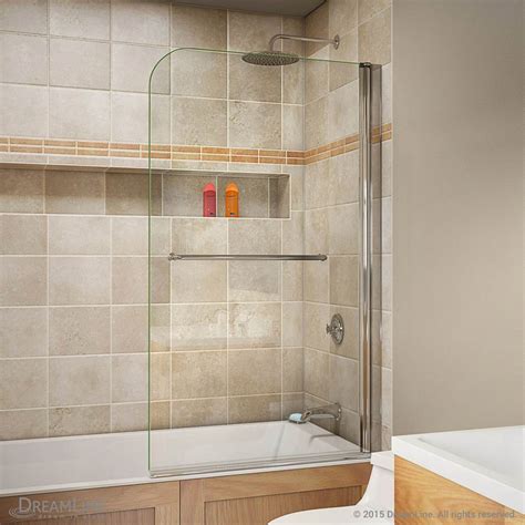 Bath Authority DreamLine AquaSwing Tub Door 34 in. W x 58 in. H Clear Glass Tub Door in Chrome ...