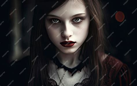 Premium AI Image | a girl with a dark red lipstick and a black ...