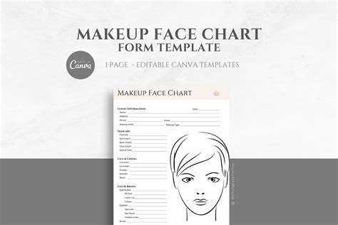 Editable Makeup Face Chart Template for Freelance Makeup Artist, Makeup ...