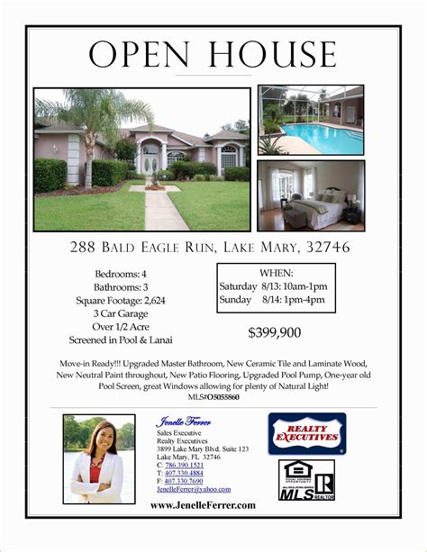 Open House Flyer Template Free Publisher Of Lake Mary Fl Home ...