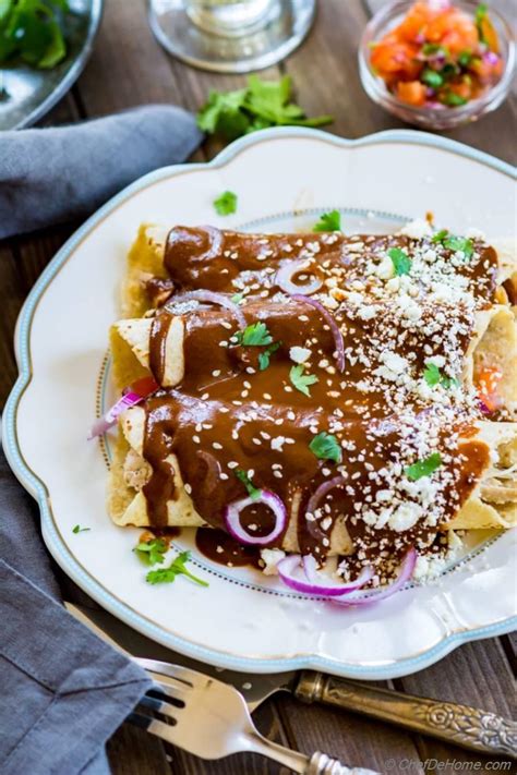 Mole Chicken Enchilada with Homemade Mole Sauce Recipe | ChefDeHome.com