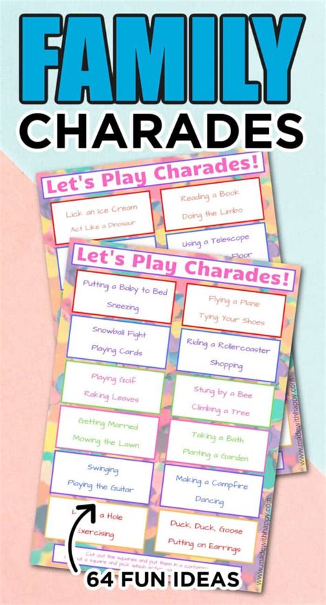 Family Charades - Free Printable Game - Made with HAPPY