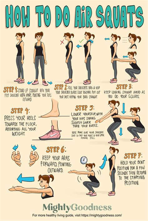 How To Do Air Squats (Infographic) | Mighty Goodness