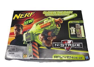 Nerf N-Strike Rayven CS-18 Firefly Glow in Dark Semi-Auto Motorized ...