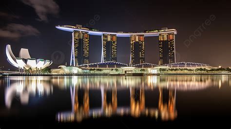 Marina Bay Sands Resort At Night In Singapore Background, Singapore Picture Background Image And ...