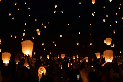 Flying Lanterns at Night · Free Stock Photo