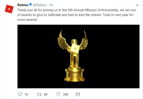 Roblox's official tweet regarding the Bloxy Awards stream situation : r/roblox