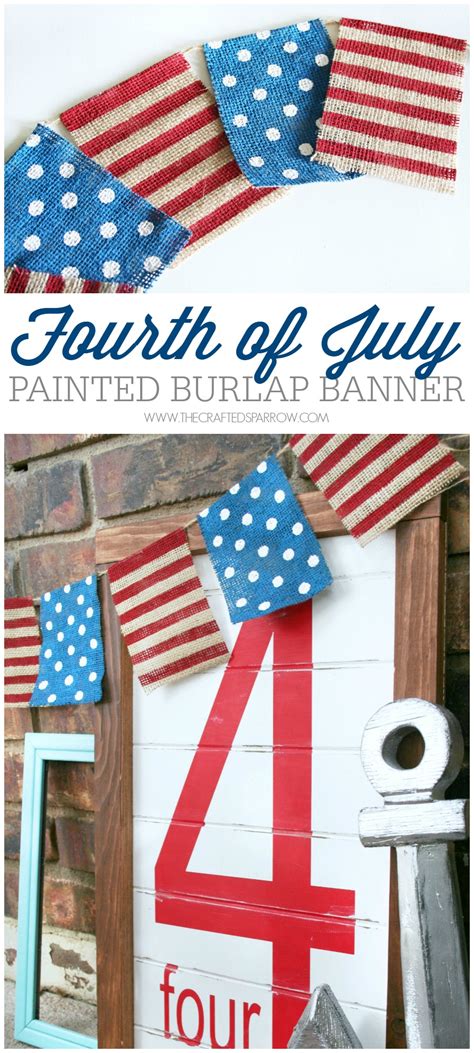 4th of July Painted Burlap Banner