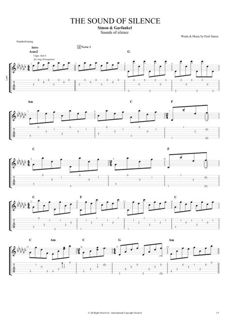 Tablature The Sound of Silence de Simon & Garfunkel (Guitar Pro ...