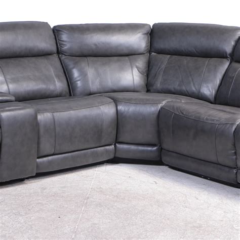 Gilman Creek Lauretta Grey Leather Power Sectional | EBTH