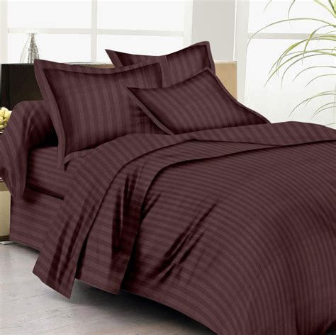 Buy Bed Sheets with Stripes 200 Thread count - Chocolate Brown online ...