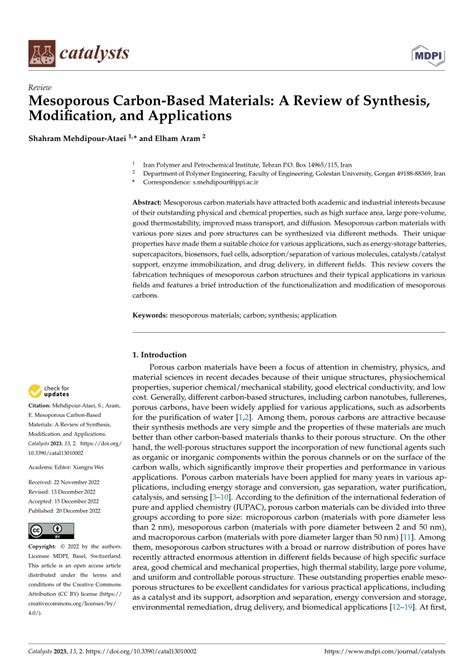 (PDF) Mesoporous Carbon-Based Materials: A Review of Synthesis, Modification, and Applications