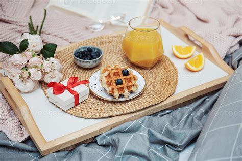 Romantic breakfast in bed 5385876 Stock Photo at Vecteezy