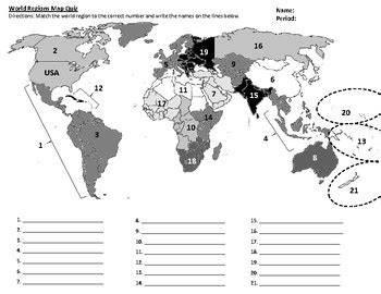 AP Human Geography and AP World History World Regions Map Quiz | TPT