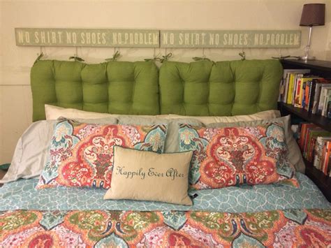 DIY Hanging Pillow Headboard | Pillow headboard, Pillows, Home decor