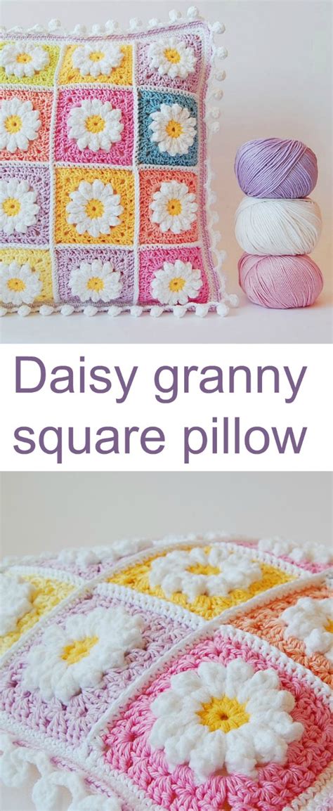 Crochet Daisy Granny Square Pillow Pattern - Crochet News