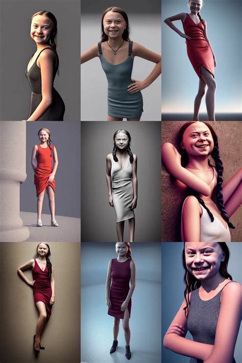 Smiling Greta Thunberg seductively posing in tight | Stable Diffusion