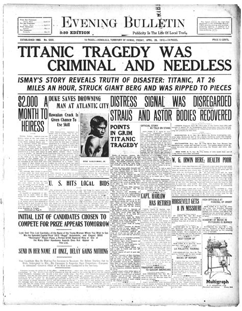 Titanic Disaster Newspaper Archive