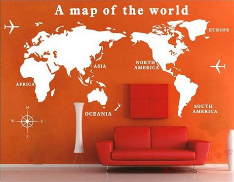 Removable Vinyl Map Wall Decal Tour Wall Art World Wall Sticker - Travel around the world by ...