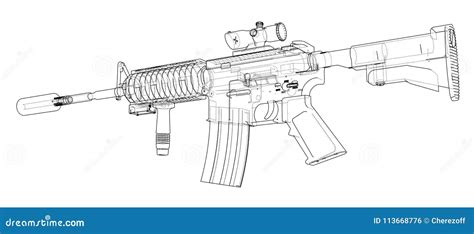 Old Machine Gun Easy Drawing