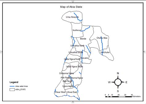 Map of Abia state showing waterlines. Source: (ESRI, 2020). | Download Scientific Diagram