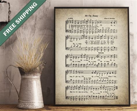 I'll Fly Away Hymn Print Print Sheet Music Art Hymn - Etsy