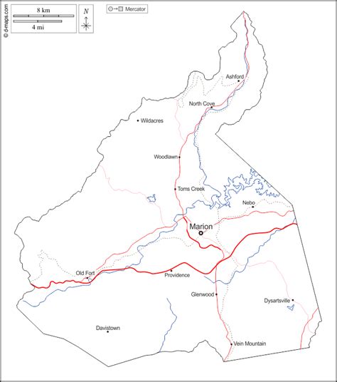 McDowell County free map, free blank map, free outline map, free base ...