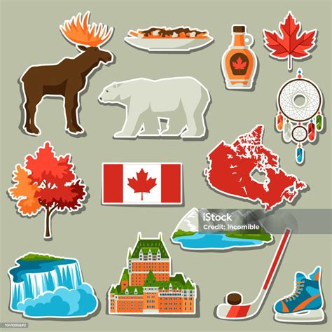 Canada Sticker Icons Set Stock Illustration - Download Image Now ...