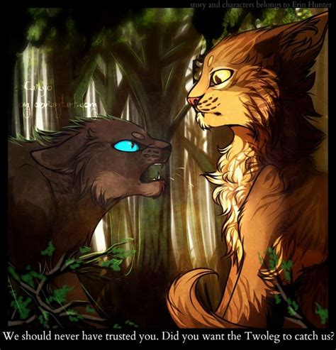 Crowpaw hissing at Purdy when he tried to lead them through Twolegplace ...