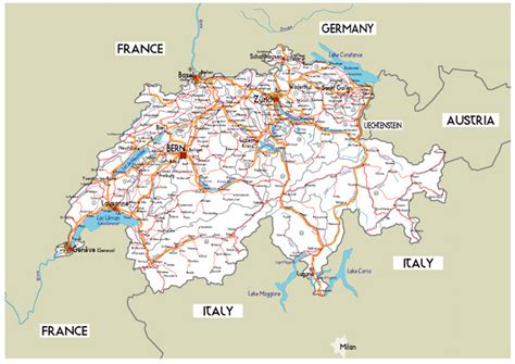 Printable Road Map Of Switzerland – Printable Map of The United States