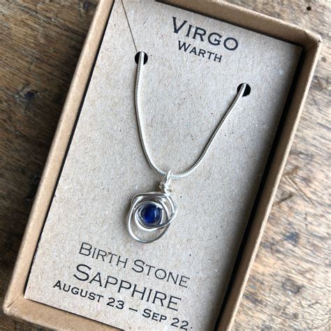 Virgo sapphire birthstone zodiac necklace | Etsy