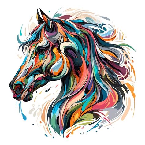 Premium Vector | Abstract horse head multicolored paints colored drawing vector illustration