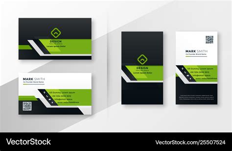 Professional green modern business card template Vector Image