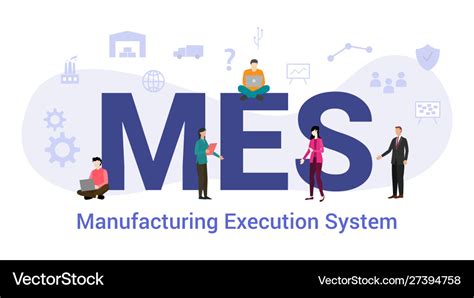 Mes manufacturing execution system concept Vector Image