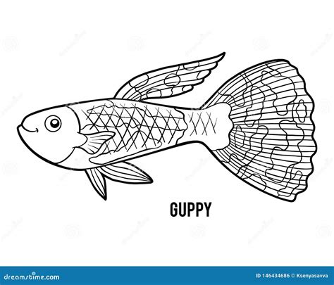 Coloring Book, Guppy Vector Illustration | CartoonDealer.com #146434686