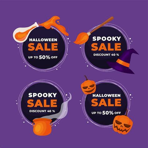 Free Vector | Flat design halloween sale badge collection