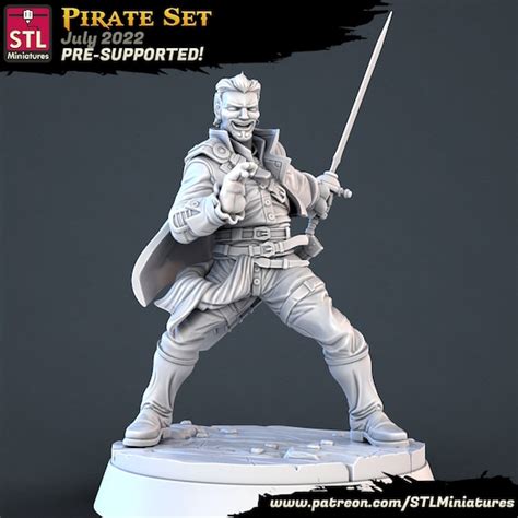 Dnd Human Swashbuckler Bard Pirate Unpainted Miniature - Etsy