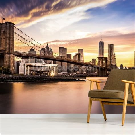 Brooklyn Bridge at Dusk Wallpaper Mural | Wallsauce US