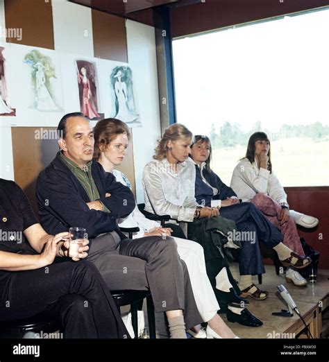 Ingmar Bergman. 1918-2007. Swedish film director. Pictured here 1973 with the actors of his film ...