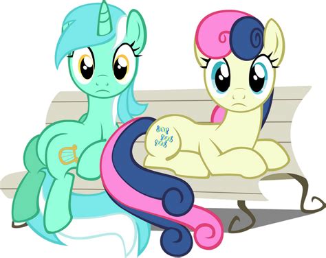 Lyra and Bon Bon (Bench) by nikolaz15 on DeviantArt