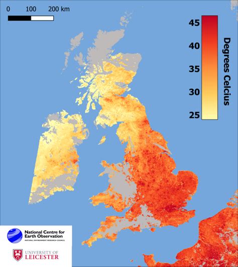 Space Data Tracks Record-breaking UK Heatwave - SpaceRef