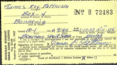 1967 Michigan Resident Small Game Hunting License H72483 | Flickr