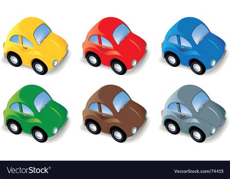 Car set in six different colors Royalty Free Vector Image