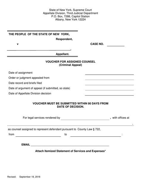 New York Voucher for Assigned Counsel (Criminal Appeal) - Fill Out ...