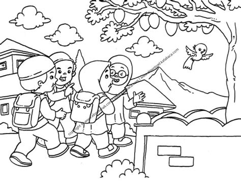 Detail Mewarnai Gambar Kartun Anak Sekolah Koleksi Nomer 7