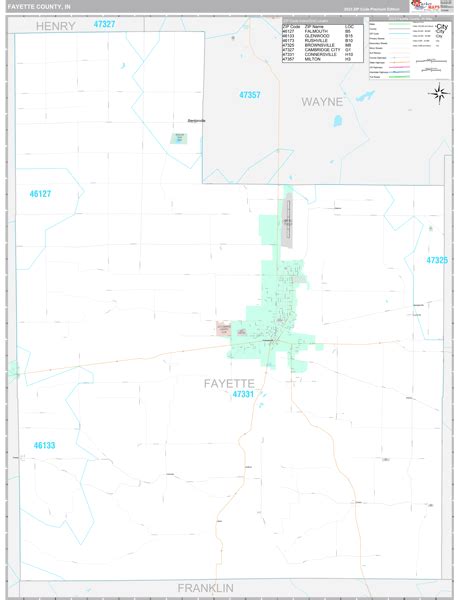 Fayette County, IN Wall Map Premium Style by MarketMAPS - MapSales.com