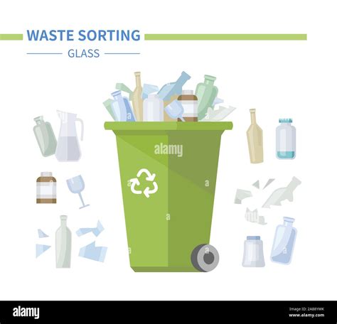 Glass waste recycling - modern flat design style illustration Stock ...